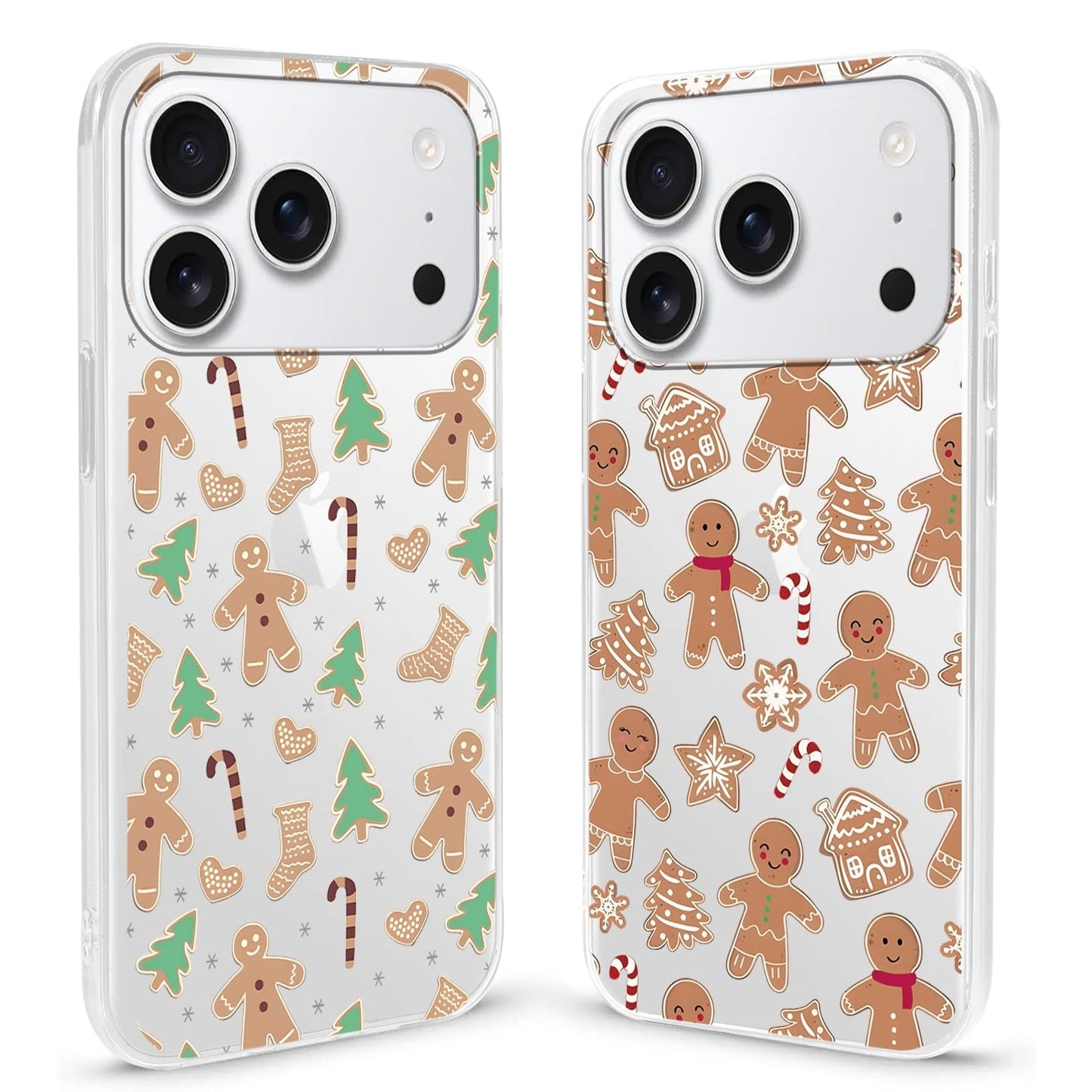 2 Pack Christmas Phone Case for iPhone 16 6.1'', Cute Christmas Tree Pattern Gifts Case with Gingerbread Canes Design Soft TPU Anti-Fall Protective Slim Shockproof Cover for Girl Women Men
