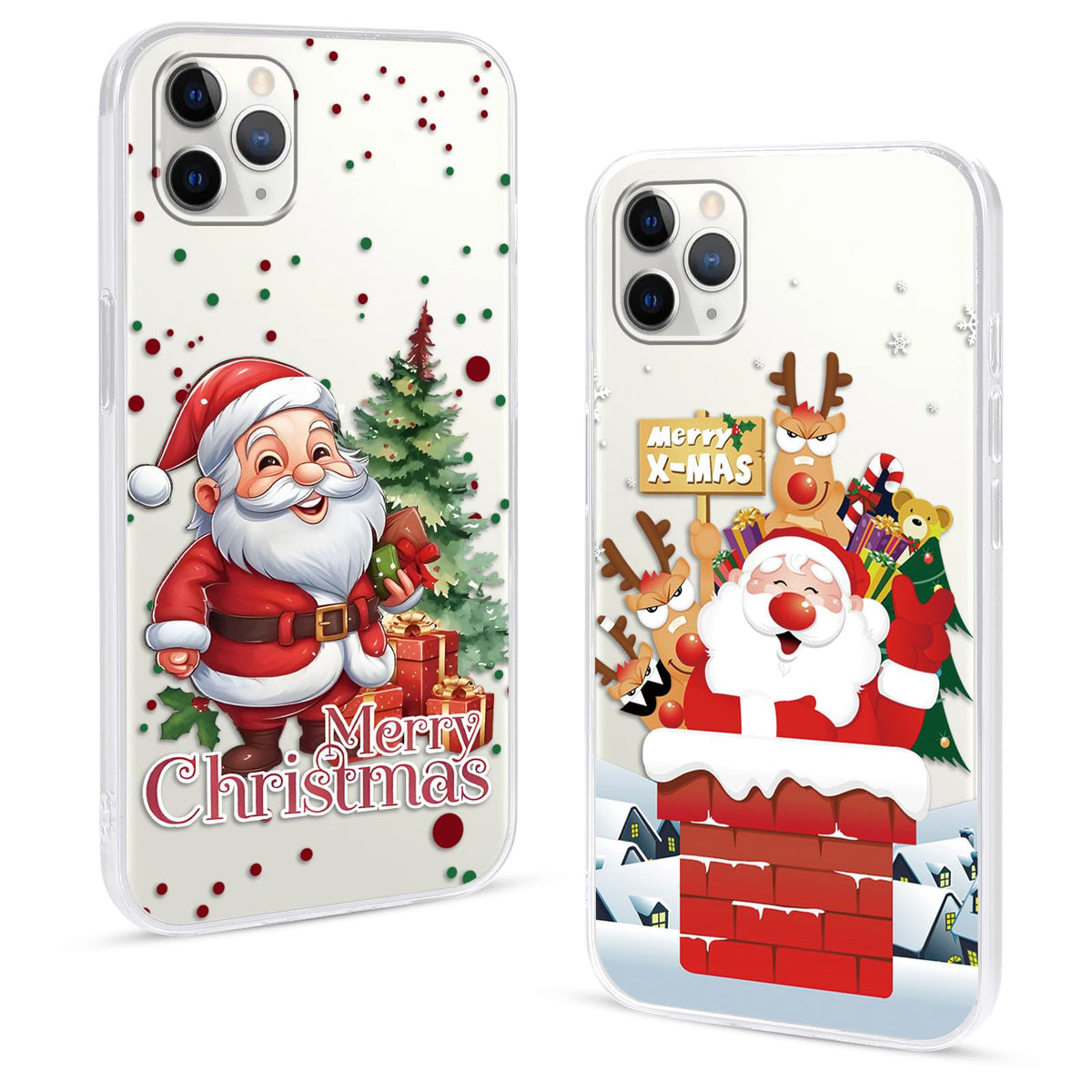 2 Pack Christmas Phone Case for iPhone 16 6.1'', Cute Christmas Tree Pattern Gifts Case with Gingerbread Canes Design Soft TPU Anti-Fall Protective Slim Shockproof Cover for Girl Women Men