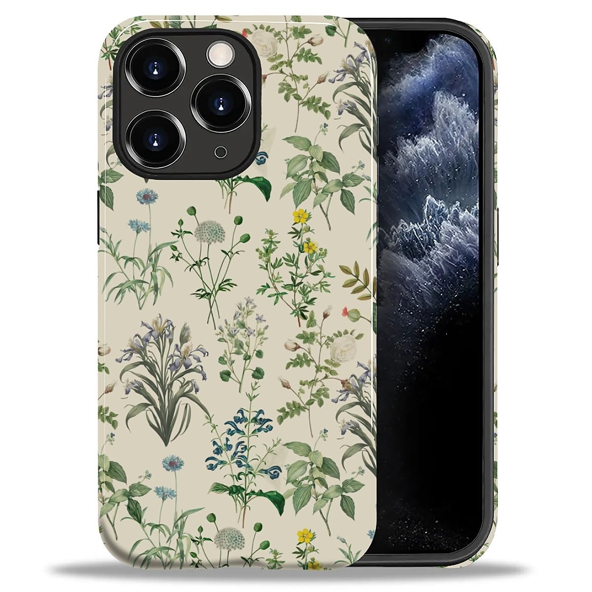 DAIZAG Case for iPhone 13 iPhone 14, Christmas Coffee Snowflake Cane Full-Body Design Hybrid Dual Protection Soft TPU + Hard PC, Shockproof Scratch-Resistant Protective Cover Phone Case for Men Women