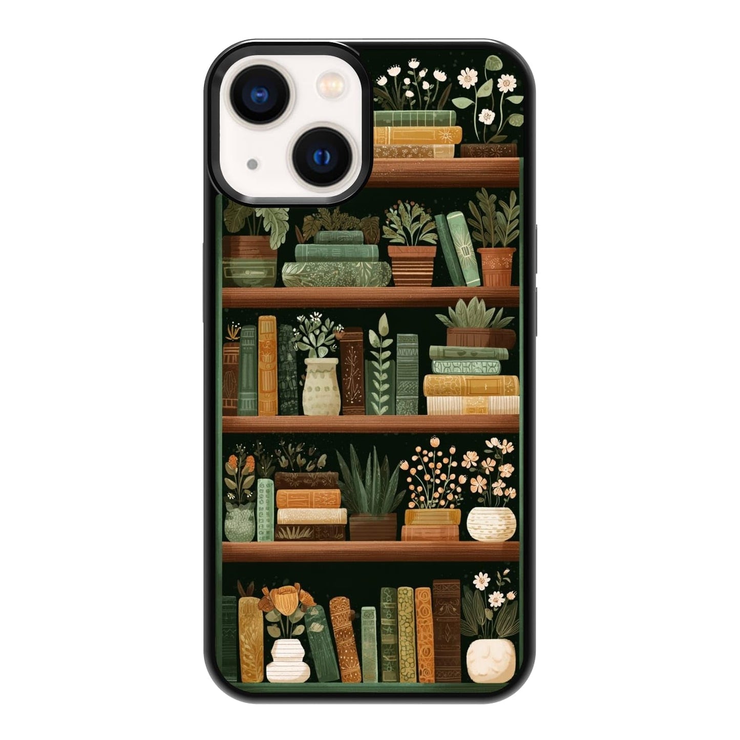 Urban Jungle Bookshelf Houseplant Study Room Phone Case, Shockproof Protective Cover for iPhone 11 12 13 14 15 16 17 Pro Max Plus Mini XR 7 8 SE