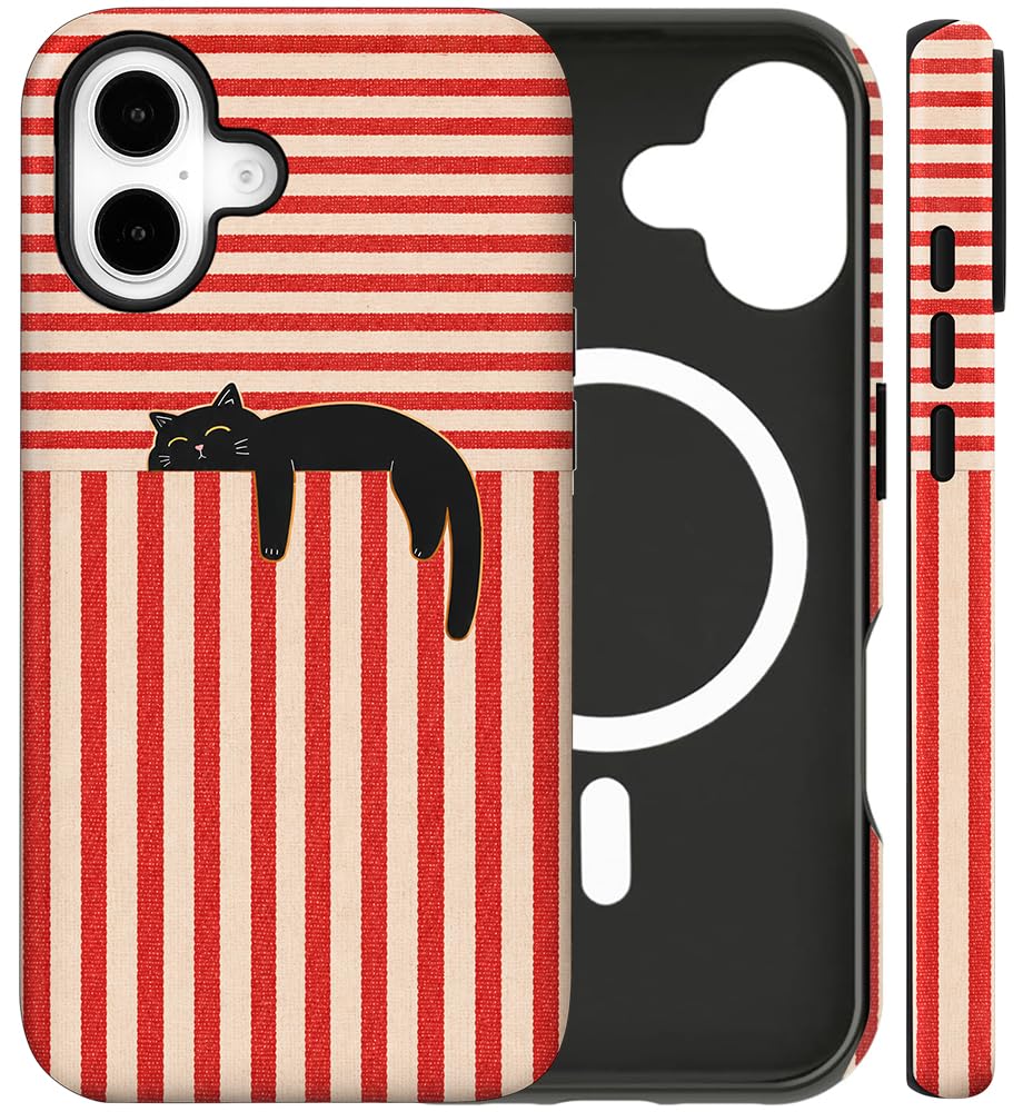Magnetic for iPhone 13/14 Case Cute Cat Phone Case, Apricot | Shockproof Slim TPU and Hard PC Protective Phone Cover Compatible with MagSafe Designed for Women Girls Gift