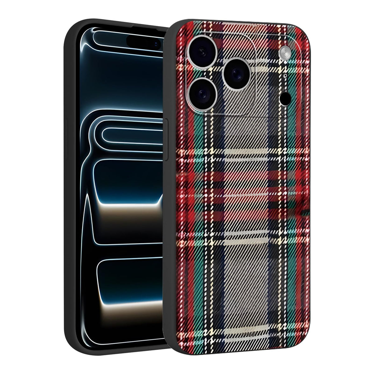 Merry Christmas Plaid Checkered Phone Case for iPhone 11 6.1", Cute Xmas Case Red Grey Scottish Tartan Grid Stripe Pattern Design Cover Shockproof Soft Silicone Protective Funda for Girl Women