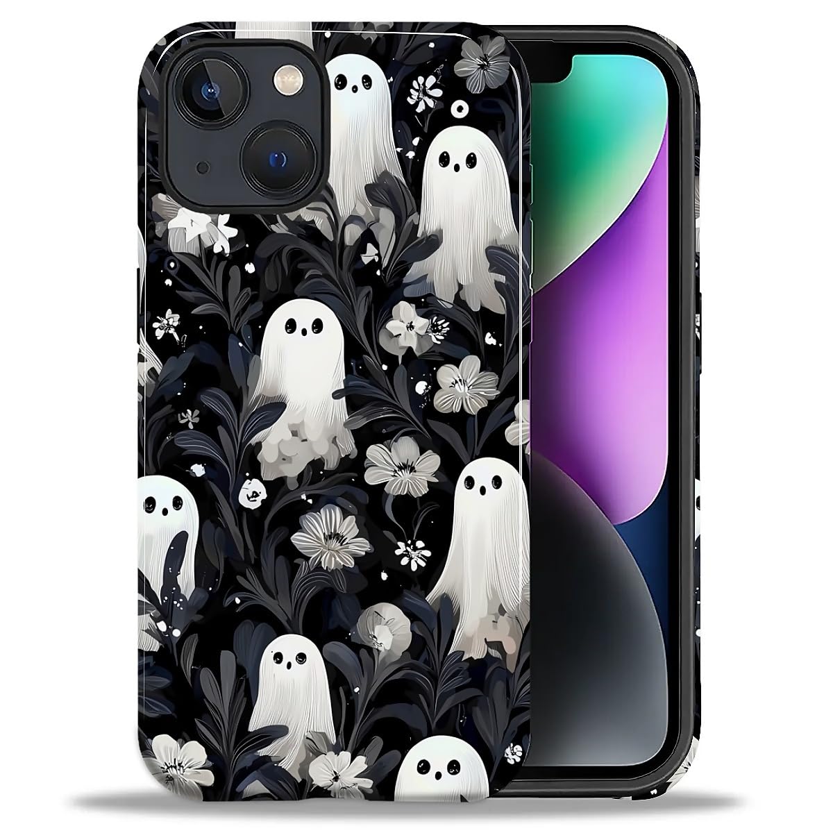 DAIZAG Case for iPhone 13 iPhone 14, Christmas Coffee Snowflake Cane Full-Body Design Hybrid Dual Protection Soft TPU + Hard PC, Shockproof Scratch-Resistant Protective Cover Phone Case for Men Women