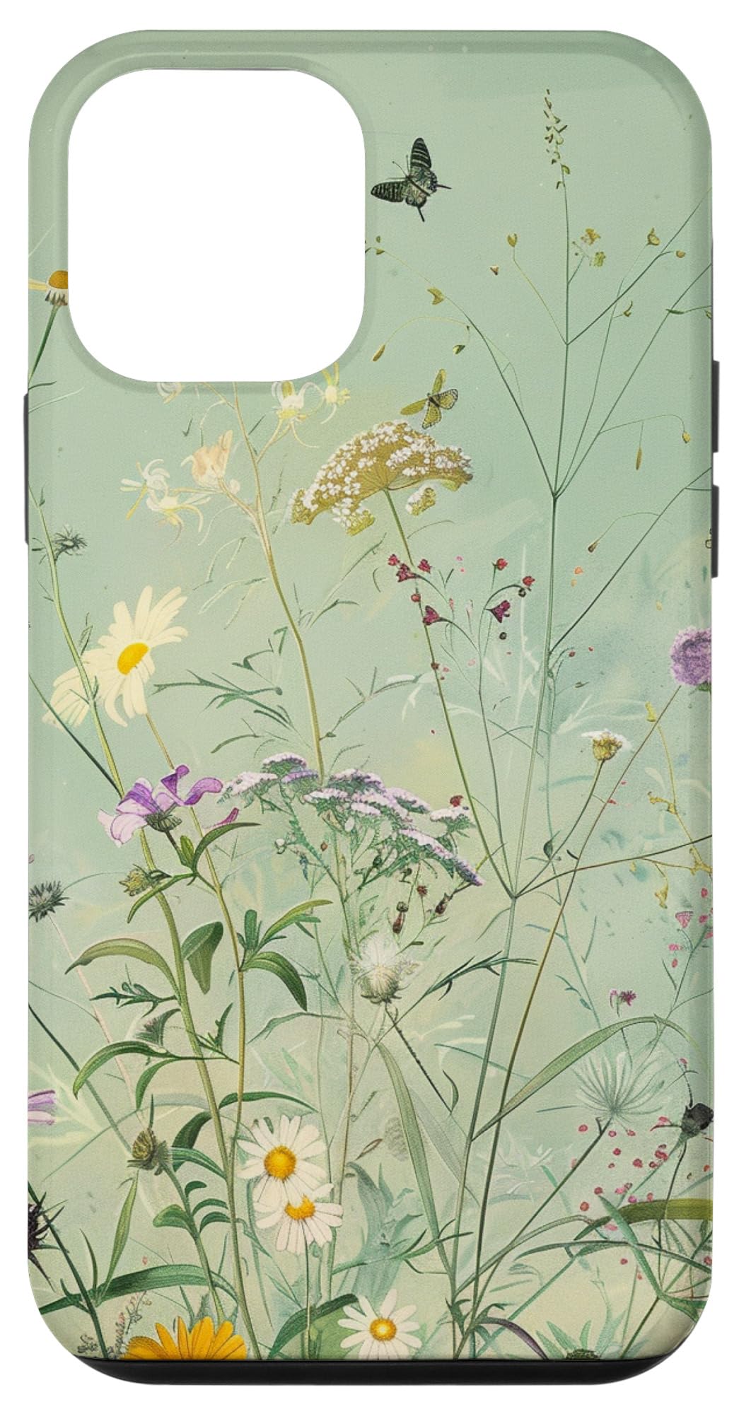 Sage Green Boho Botanical Wildflowers Plants Case for iPhone 16 Pro Max