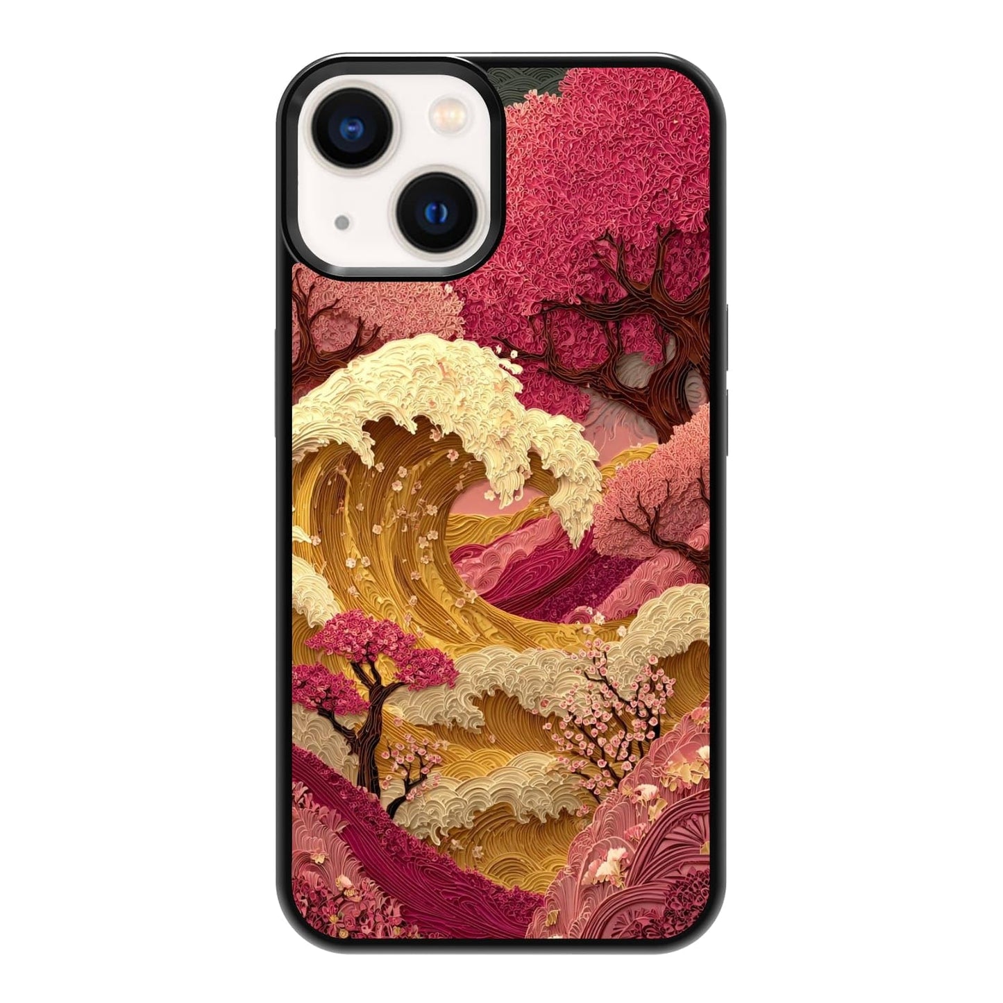 Dark Botanical Wildflower Forest Green Leaf White Blossom Nature Art Phone Case, Shockproof Protective Cover for iPhone 11 12 13 14 15 16 17 Pro Max Plus Mini XR 7 8 SE
