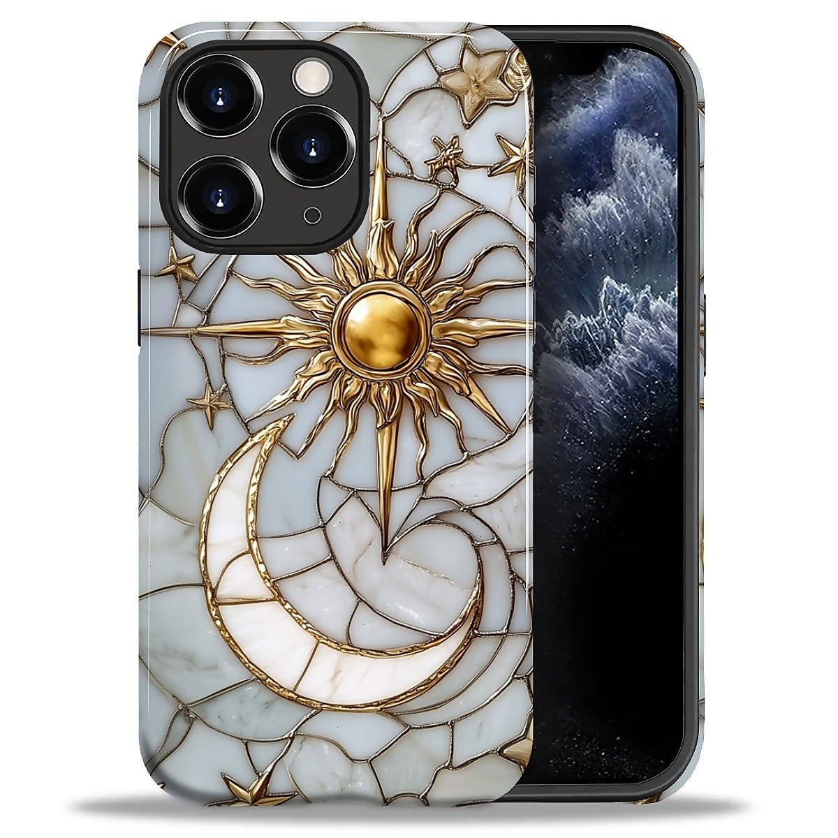 DAIZAG Case for iPhone 13 iPhone 14, Christmas Coffee Snowflake Cane Full-Body Design Hybrid Dual Protection Soft TPU + Hard PC, Shockproof Scratch-Resistant Protective Cover Phone Case for Men Women