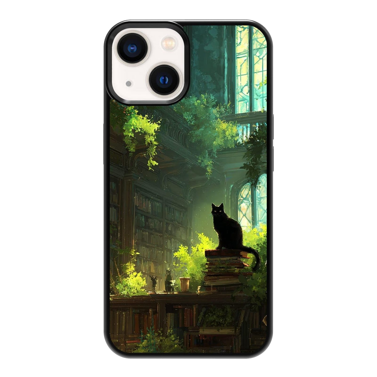 Nature Stained Glass Green Forest Tree Sunlight Phone Case, Shockproof Protective Cover for iPhone 11 12 13 14 15 16 17 Pro Max Plus Mini XR 7 8 SE