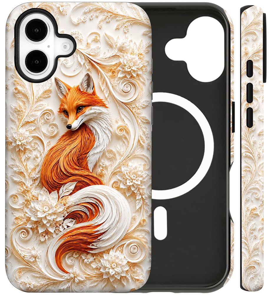 Magnetic for iPhone 13/14 Case Cute Cat Phone Case, Apricot | Shockproof Slim TPU and Hard PC Protective Phone Cover Compatible with MagSafe Designed for Women Girls Gift