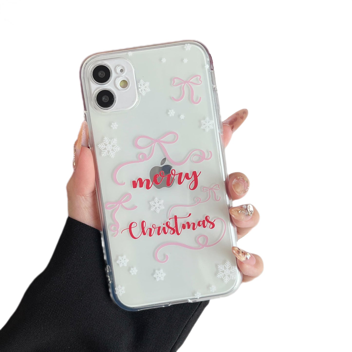 ZTOFERA Christmas Phone Case for iPhone 12 6.1 inch,Clear Cute Merry Christmas Pattern Phone Case Gifts Transparent Hard PC +TPU Bumper Shockproof Protective Cover-Gingerbread Man