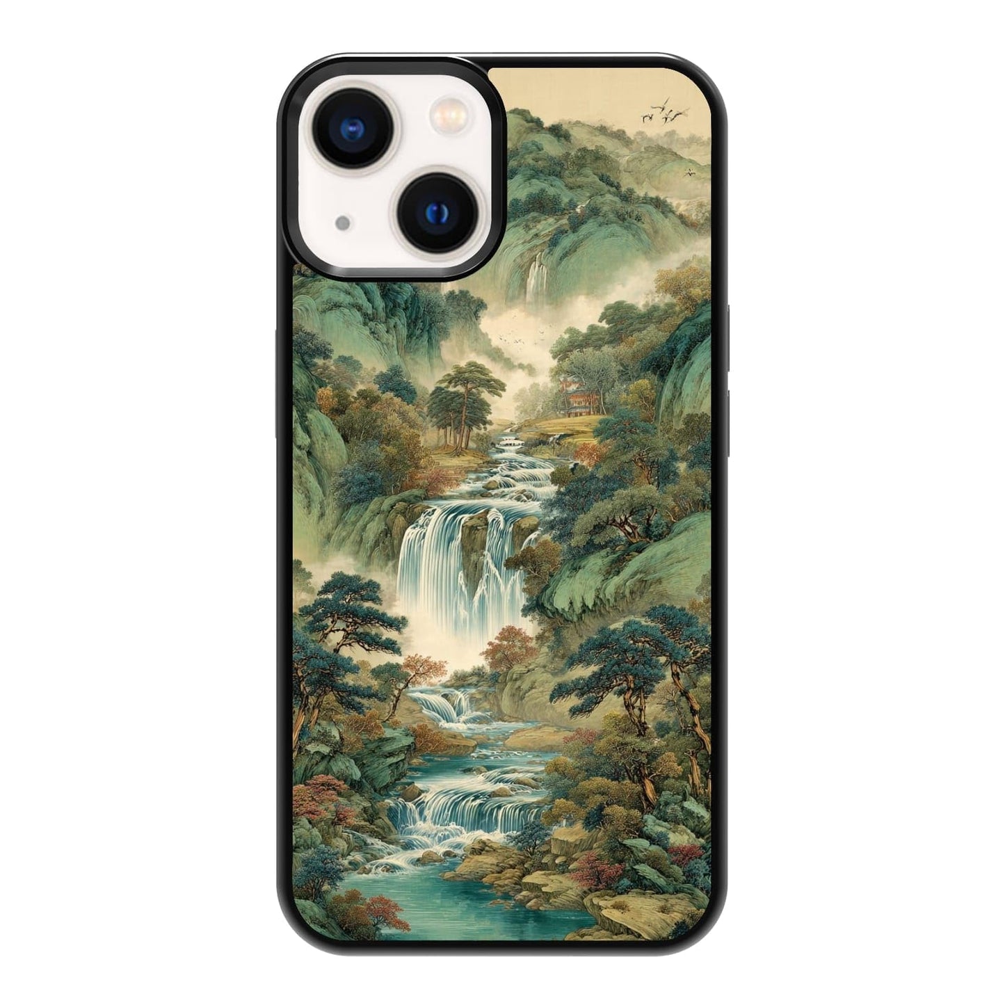 Nature Stained Glass Green Forest Tree Sunlight Phone Case, Shockproof Protective Cover for iPhone 11 12 13 14 15 16 17 Pro Max Plus Mini XR 7 8 SE
