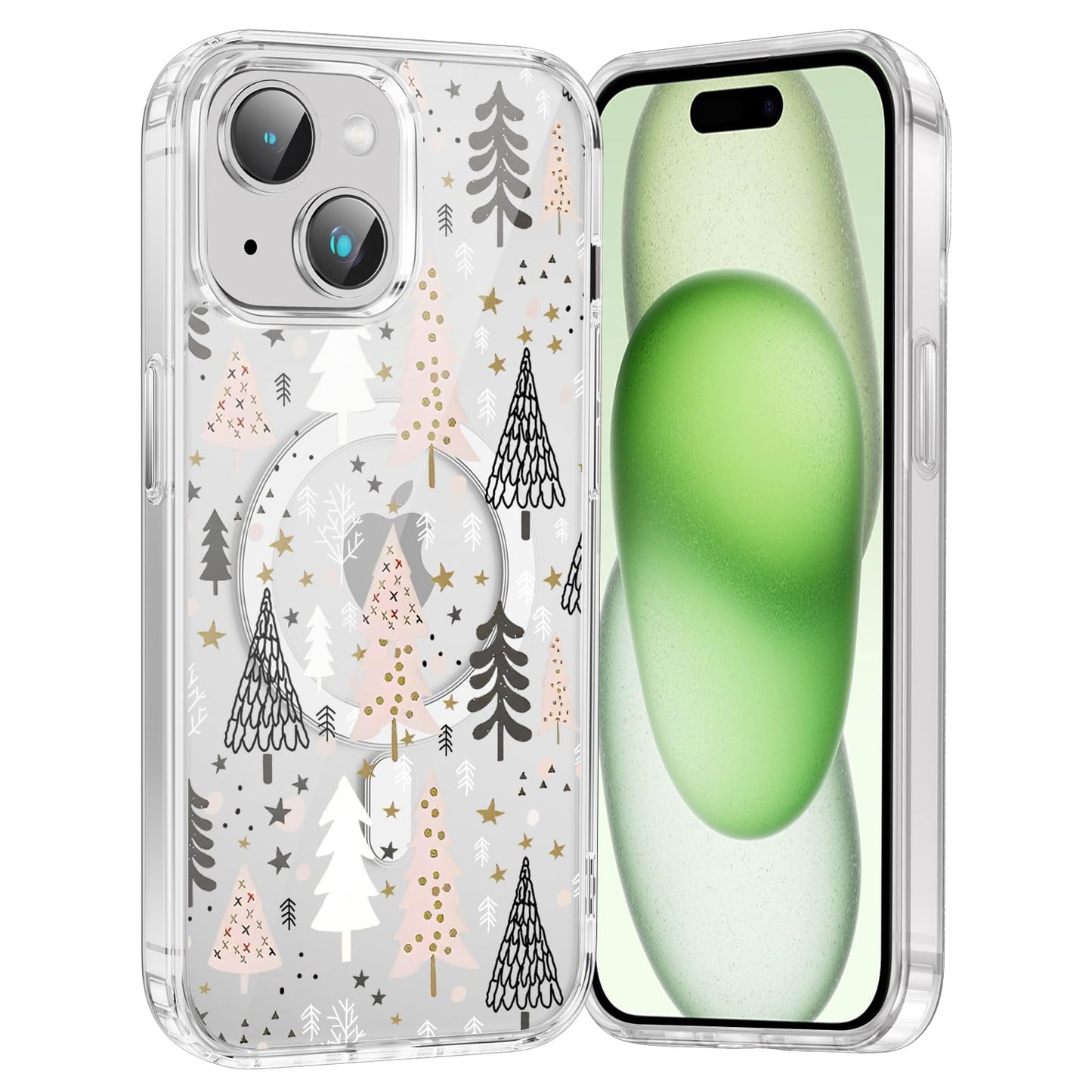 Merry Christmas Snowflake Phone Case for iPhone 13 / iPhone 14 Xmas Clear Magnetic Case 6.1", Compatible with Magsafe, Cute Winter Pattern Design Cover Shockproof Soft TPU Funda for Girl Women