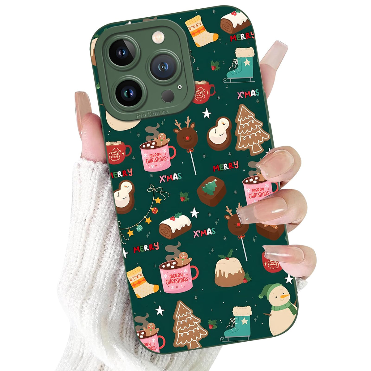 Merry Christmas Phone Case for iPhone 16 6.1，Cute Silicone Case with Xmas Tree Snowflakes, Elk Pattern，Soft Protective Shockproof Gifts for Girls Women Men Boys-Red White Snowflake