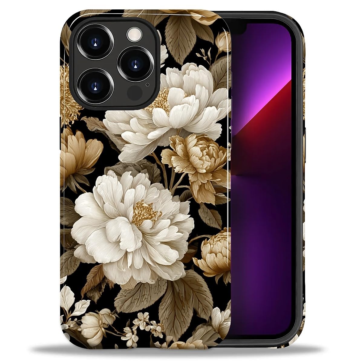 DAIZAG Case for iPhone 13 iPhone 14, Christmas Coffee Snowflake Cane Full-Body Design Hybrid Dual Protection Soft TPU + Hard PC, Shockproof Scratch-Resistant Protective Cover Phone Case for Men Women