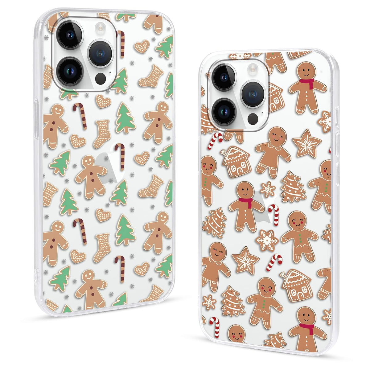 2 Pack Christmas Phone Case for iPhone 16 6.1'', Cute Christmas Tree Pattern Gifts Case with Gingerbread Canes Design Soft TPU Anti-Fall Protective Slim Shockproof Cover for Girl Women Men