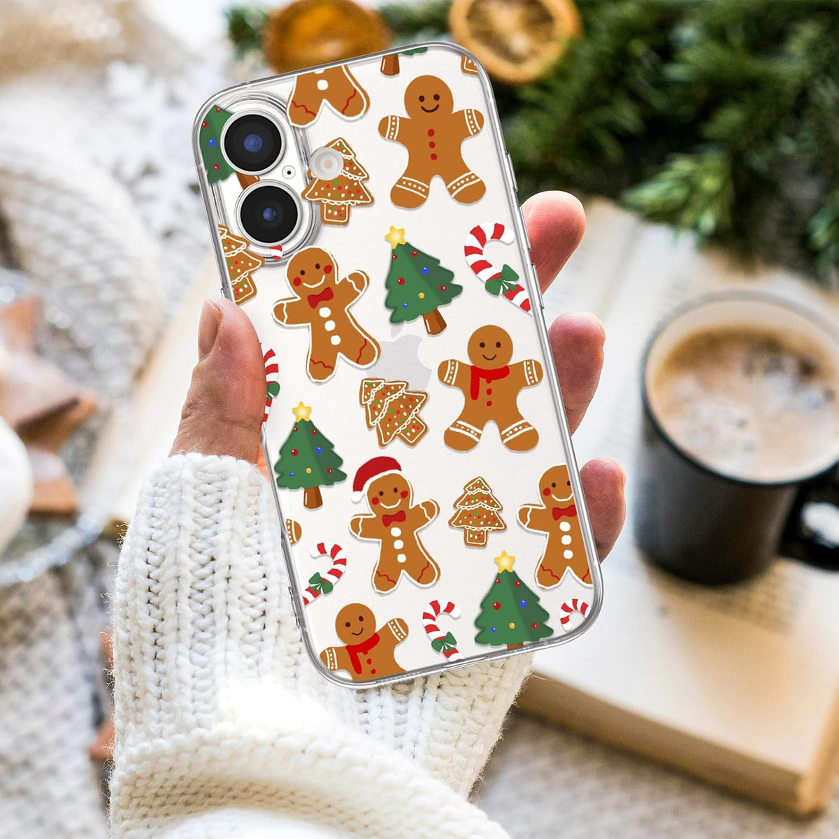 for iPhone 16 Christmas Case Cute Xmas Tree Clear - Gingerbread Man | Xmas Santa Girly Women Girls Kids Snowflakes Candy Winter Holiday Festival Gifts Trendy Soft Protective Cover