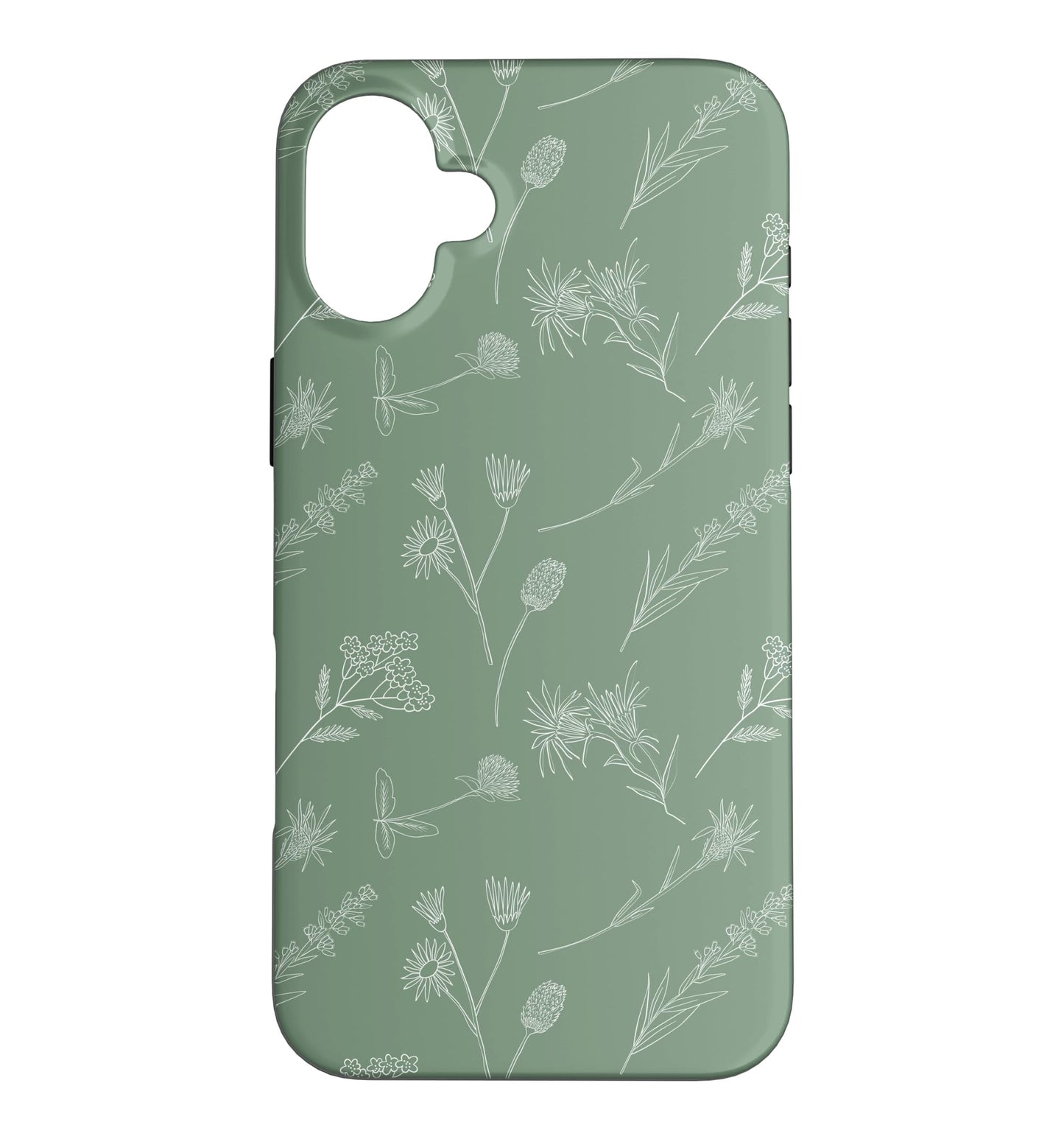 Leaves Botanical Plant Line Art Sage green Wildflower Floral Case for iPhone 16 Pro Max