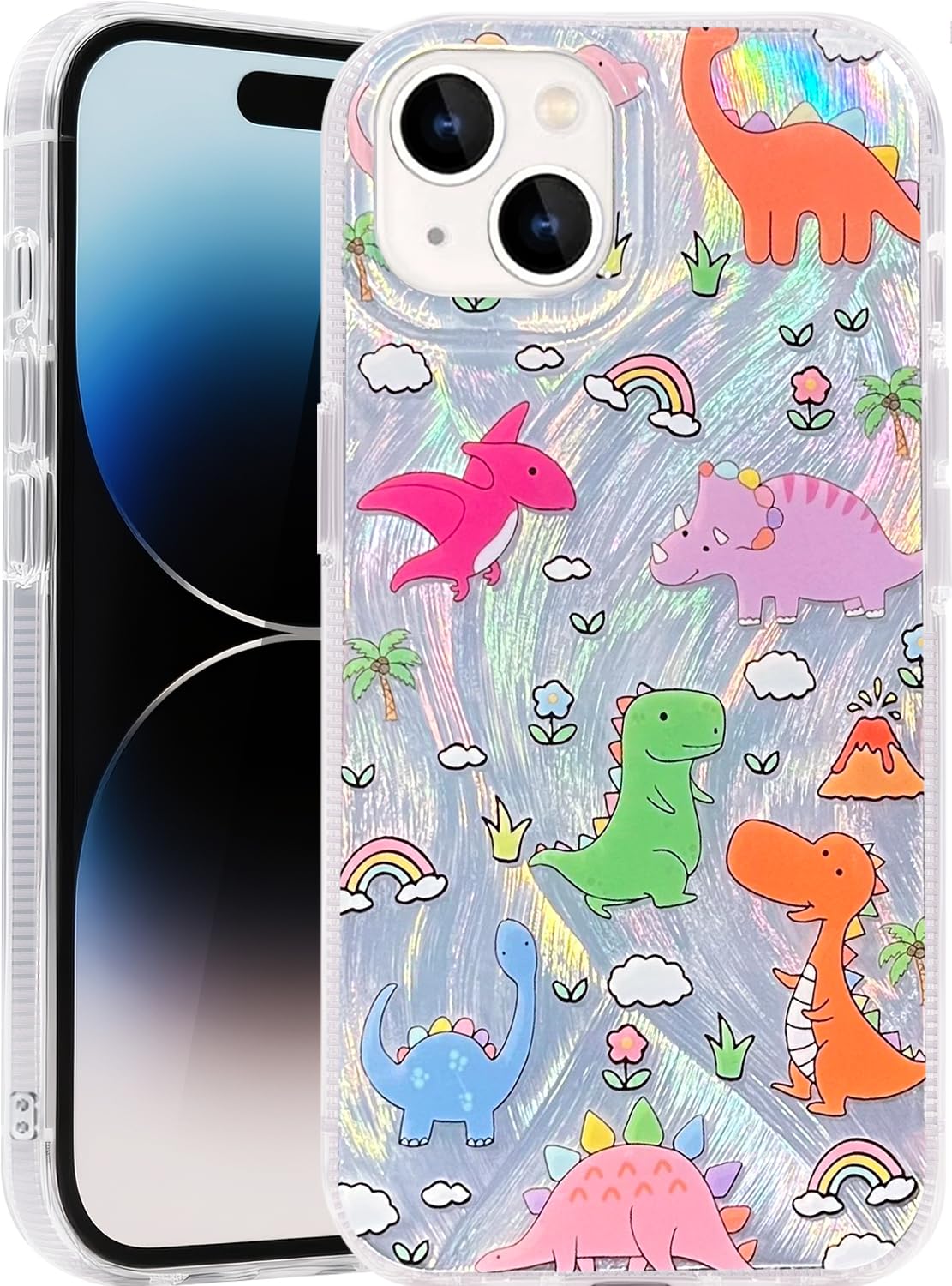Compatible with iPhone 17 Case,with [Soft Slim][Camera Protection] Cute Fishing Cats Shiny Aesthetic Phone Cover Anti-Yellowing Shockproof Protective Cover for Women Girl