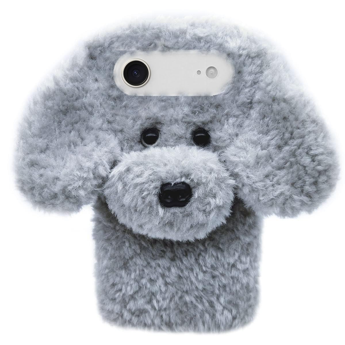 Losin Compatible with iPhone 16 Case Cute Plush Furry Dog Phone Case for Women Girls Girly 3D Cartoon Kawaii Case Soft TPU Shockproof Protective Cover for iPhone 16, Brown