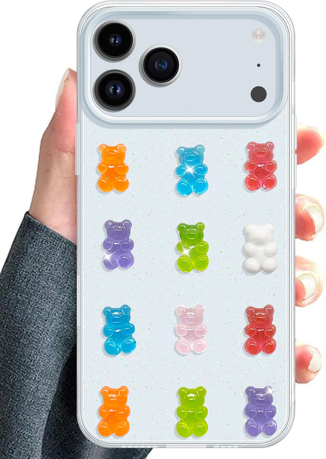 UnnFiko Cute Clear Phone Case for iPhone 15, Super Kawaii Cartoon Bears, Funny Creative Soft Protective Phone Cases Cover for iPhone 15(Bears)
