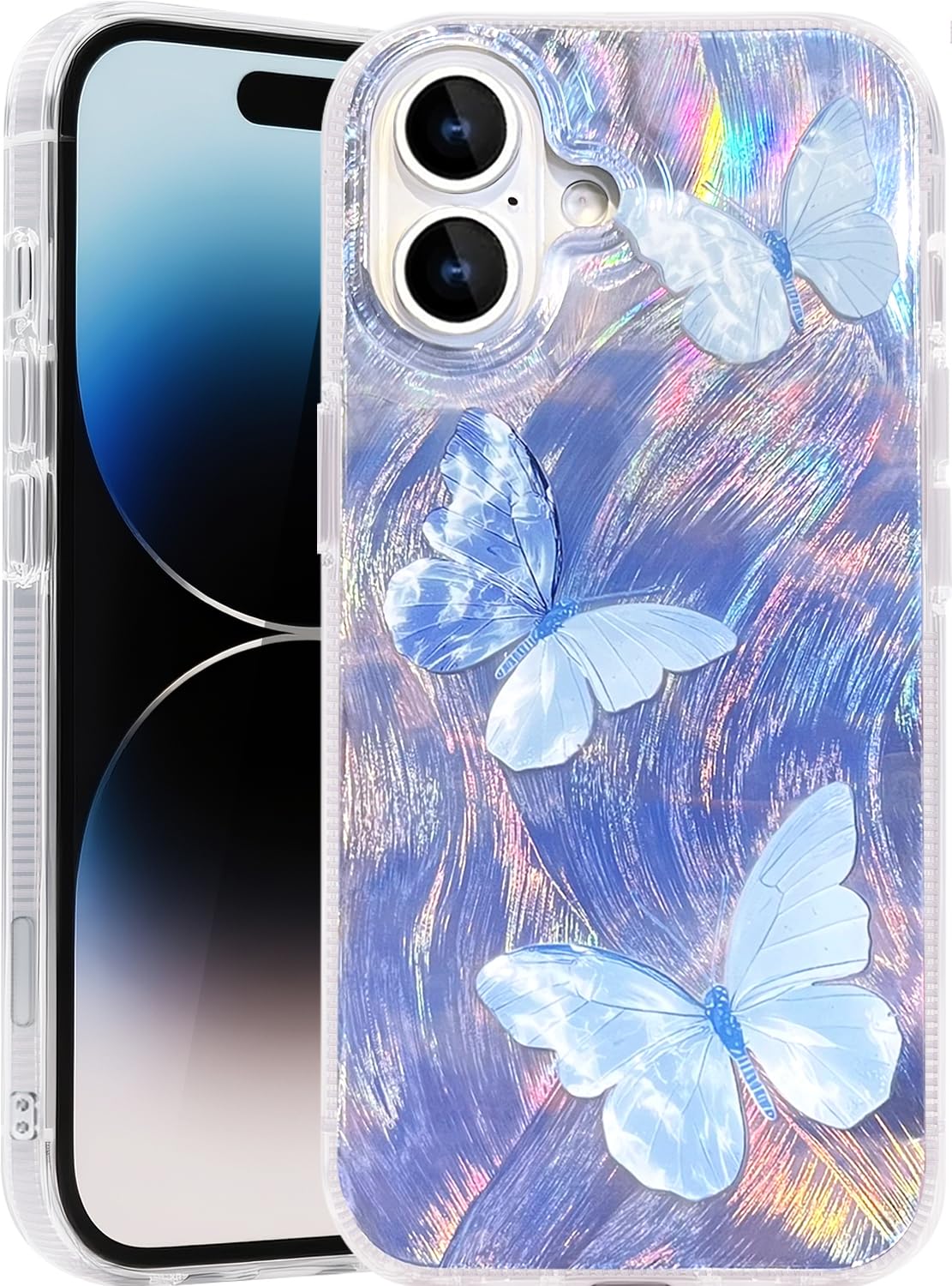 Compatible with iPhone 17 Case,with [Soft Slim][Camera Protection] Cute Fishing Cats Shiny Aesthetic Phone Cover Anti-Yellowing Shockproof Protective Cover for Women Girl