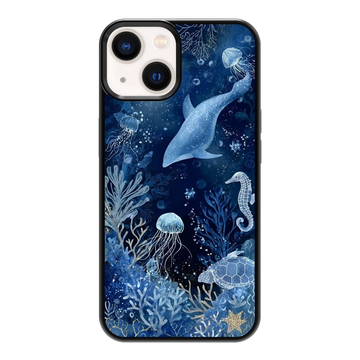Dark Botanical Wildflower Forest Green Leaf White Blossom Nature Art Phone Case, Shockproof Protective Cover for iPhone 11 12 13 14 15 16 17 Pro Max Plus Mini XR 7 8 SE