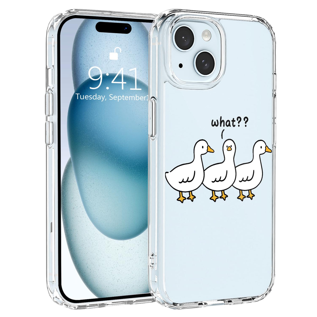 JOYLAND Funny Goose Case for iPhone 15 Cartoon Animal Cute Design Clear Cell Phone Case Acrylic Hard Back Slim Cover Shockproof Protective Cover for iPhone 15 6.1 Inch