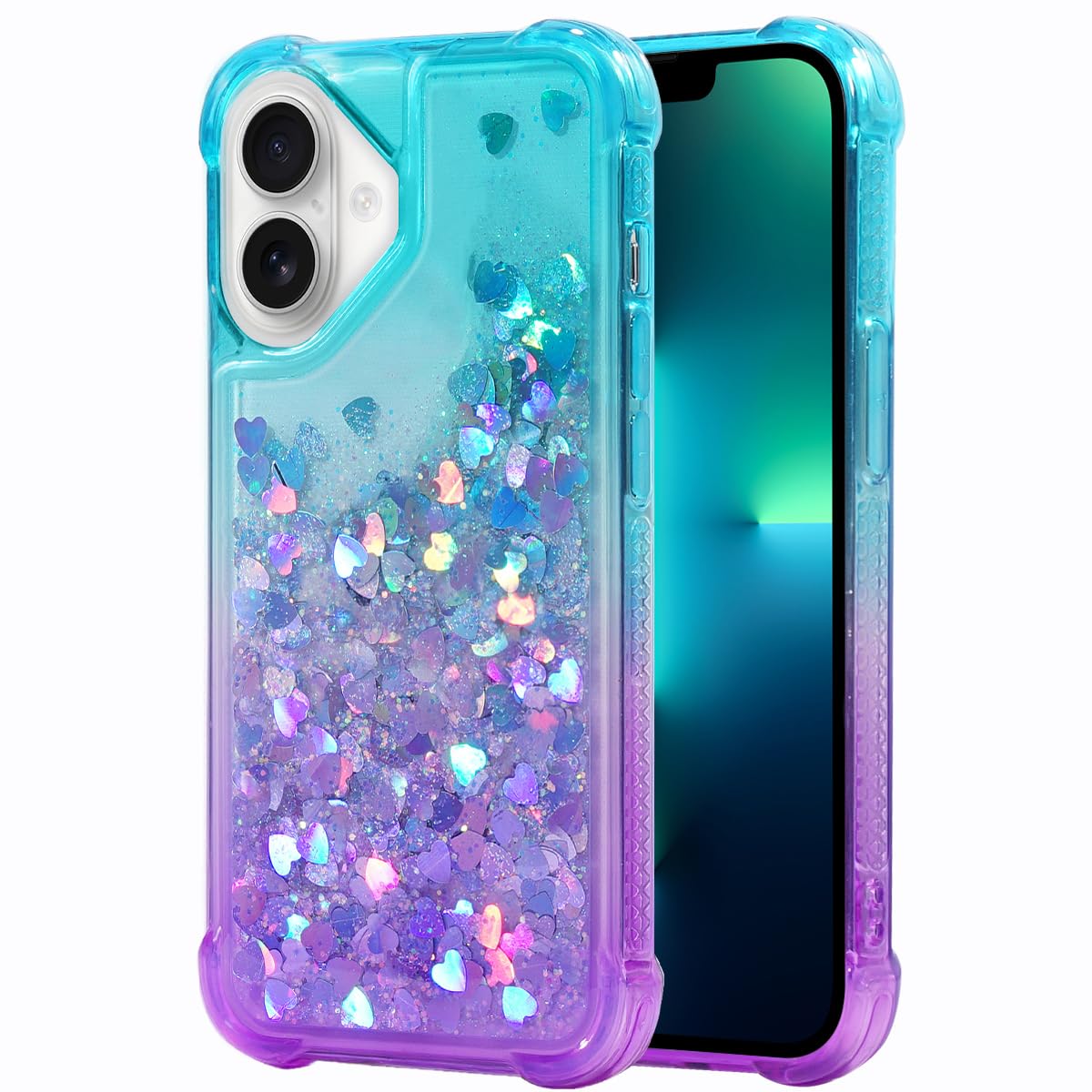 Glitter Christmas Case Compatible with iPhone 16 Bling Sparkle Floating Liquid Luxury Fashion Girly Women Cute Holiday Case for iPhone 16 (Christmas Tree)