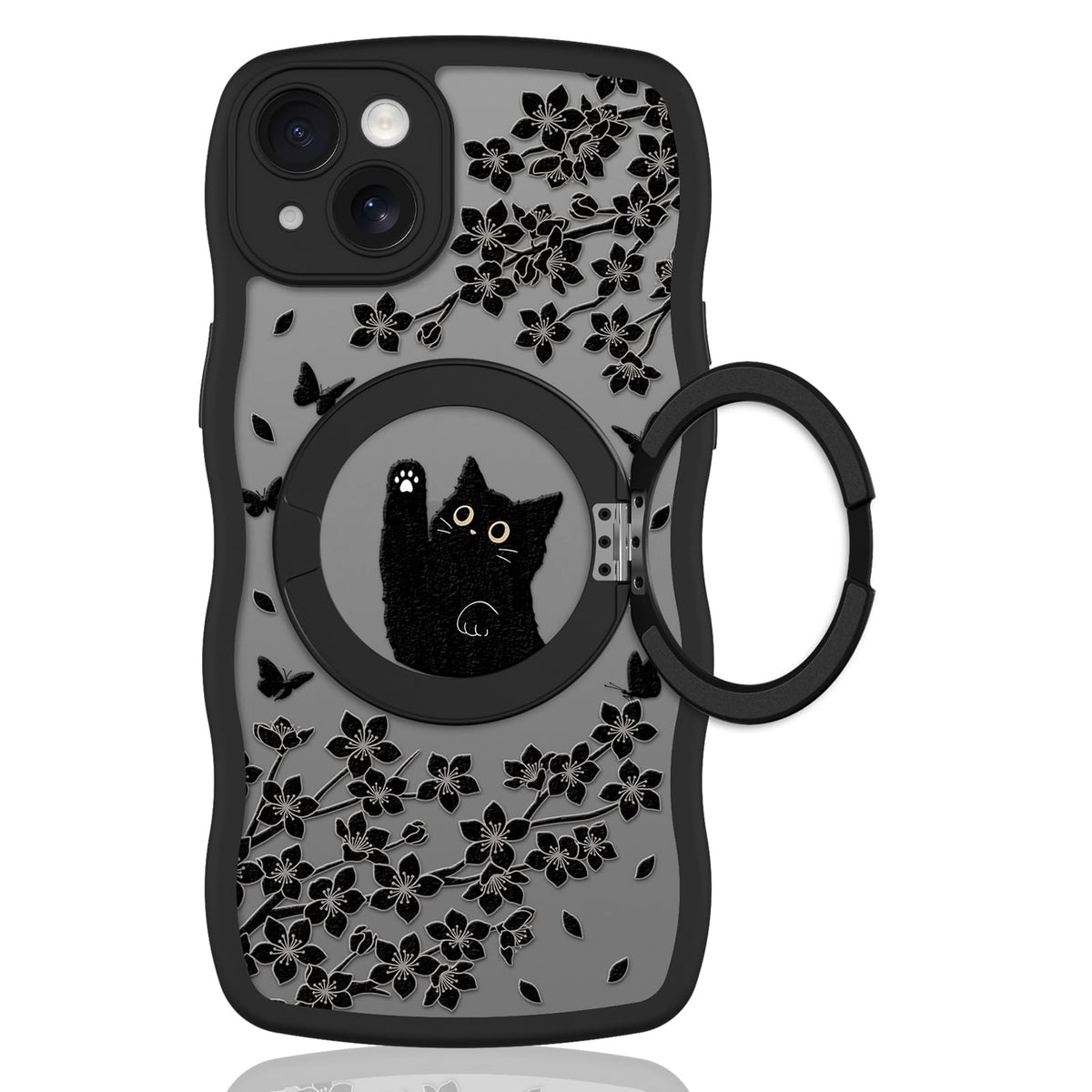 Cute Magnetic Case for iPhone 14 Case, Black Cats Pattern | Compatible with MagSafe, Soft Bumper Hard Back Kawaii Animal Aesthetic Protective Phone Cover Design for Women Girls Boys
