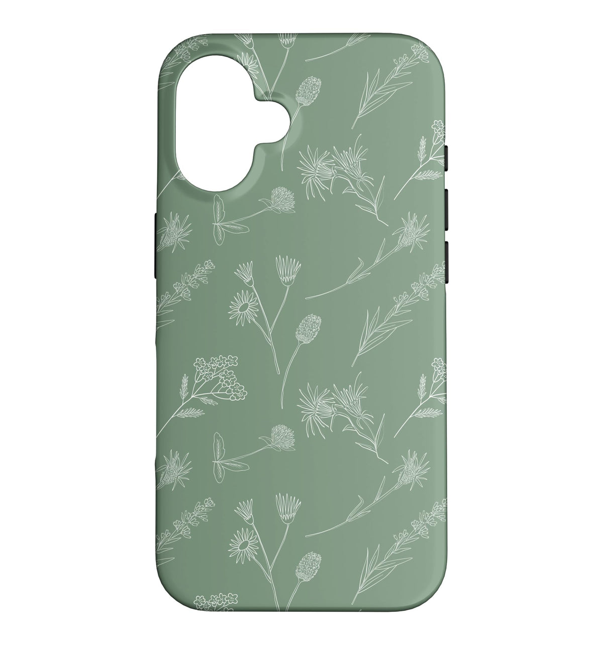 Leaves Botanical Plant Line Art Sage green Wildflower Floral Case for iPhone 16 Pro Max
