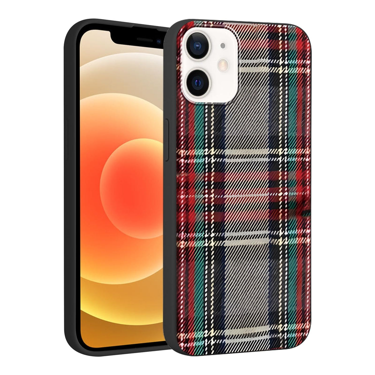 Merry Christmas Plaid Checkered Phone Case for iPhone 11 6.1", Cute Xmas Case Red Grey Scottish Tartan Grid Stripe Pattern Design Cover Shockproof Soft Silicone Protective Funda for Girl Women