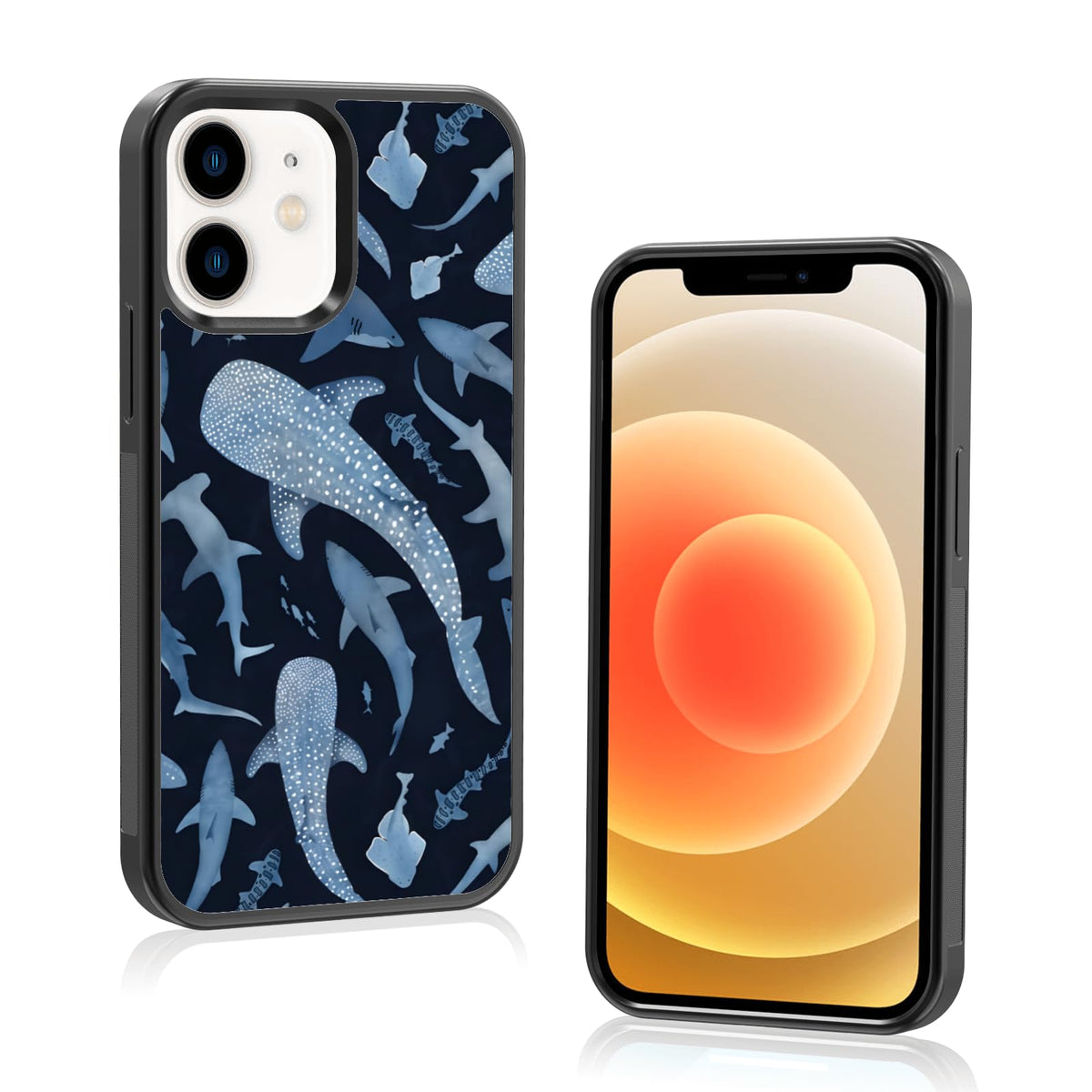 Cute Blue Shark Aesthetic Phone Case for iPhone 14 & 13 Case for Women Teen Girls Kids Girls -6.1Inch