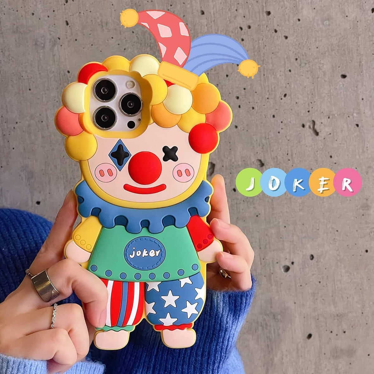 Case for iPhone 17 Pro Max Cute Kawaii 3D Cartoon Clown Soft Silicone Bumper Shockproof Cover Protective Case for Kids Girls