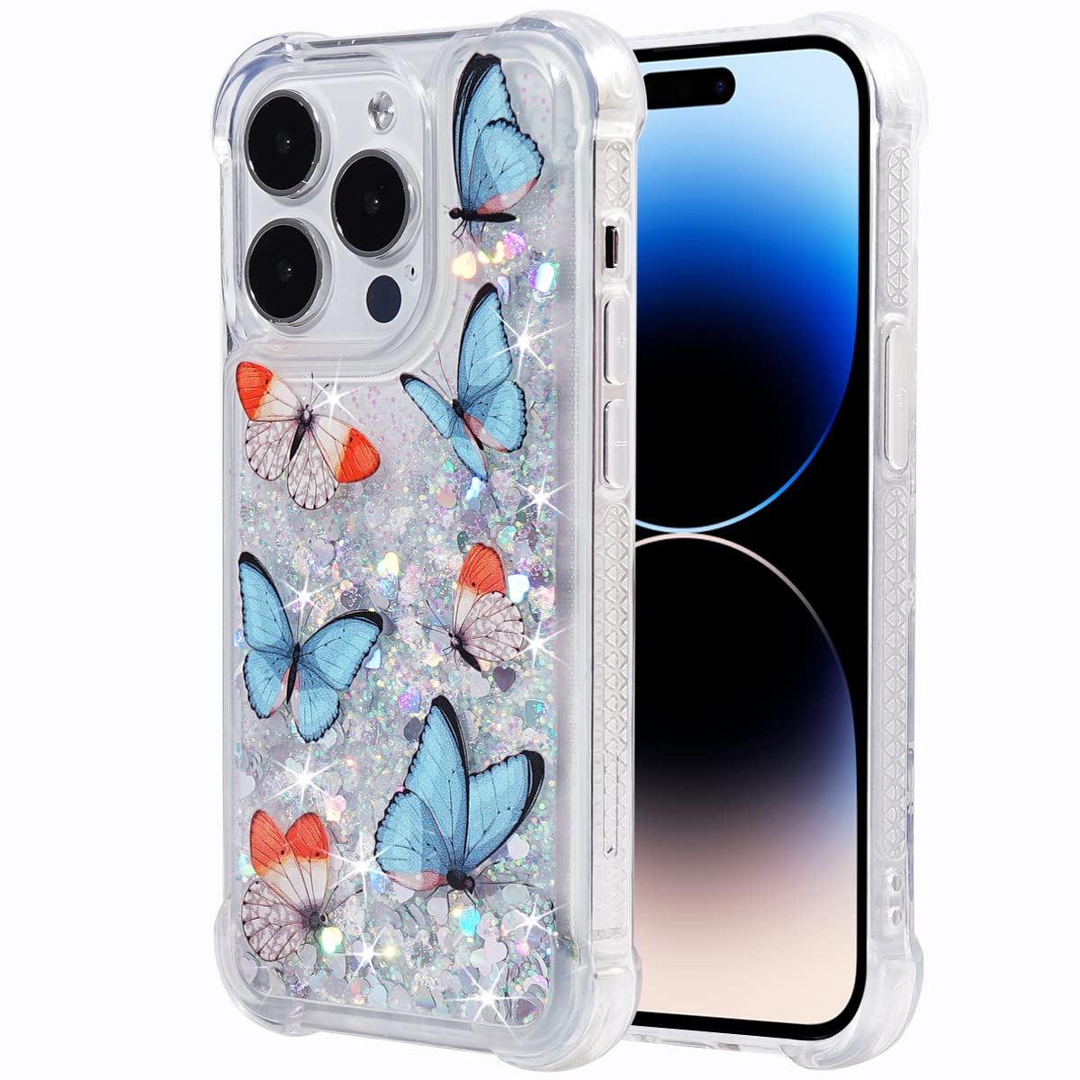 Glitter Christmas Case Compatible with iPhone 14 Pro Glitter Case Christmas Tree Clear Soft TPU Rubber Bumper Girly Women Cute Liquid Holiday Case for iPhone 14 Pro 6.1 inch (Christmas Tree)
