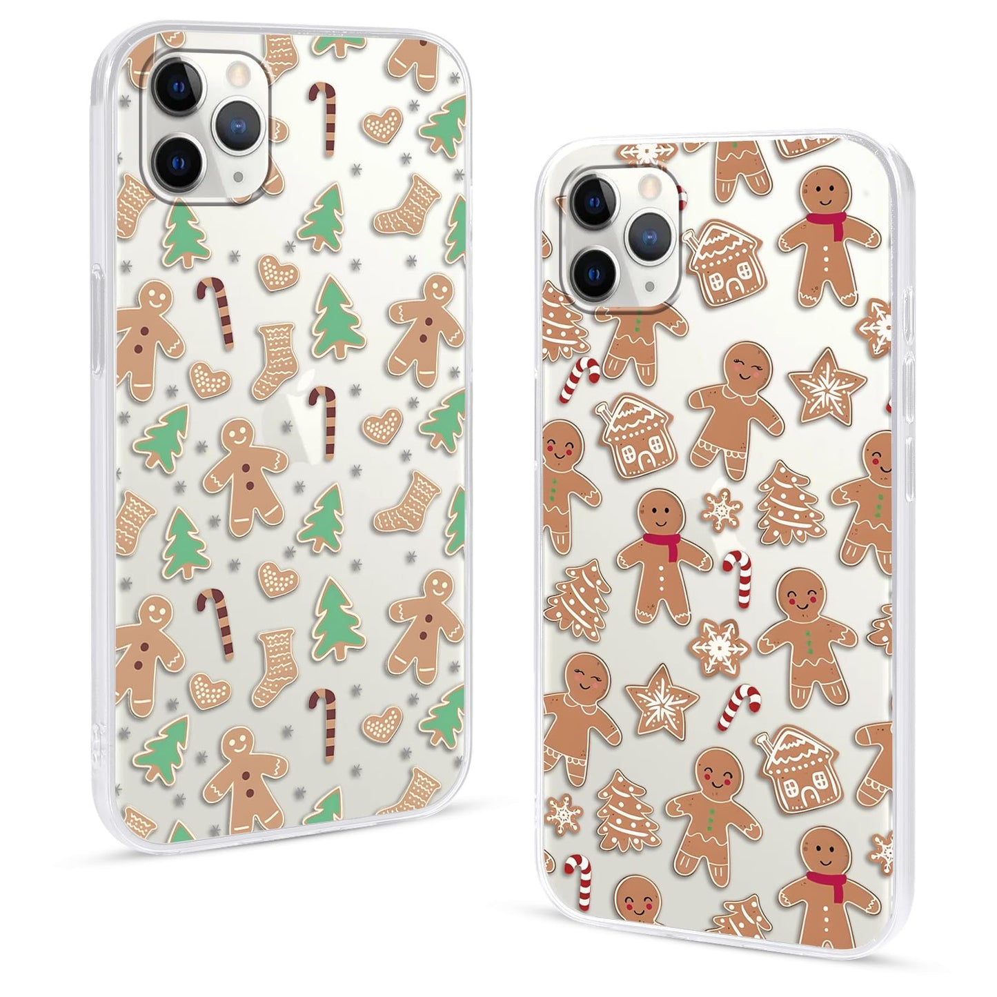 2 Pack Christmas Phone Case for iPhone 16 6.1'', Cute Christmas Tree Pattern Gifts Case with Gingerbread Canes Design Soft TPU Anti-Fall Protective Slim Shockproof Cover for Girl Women Men