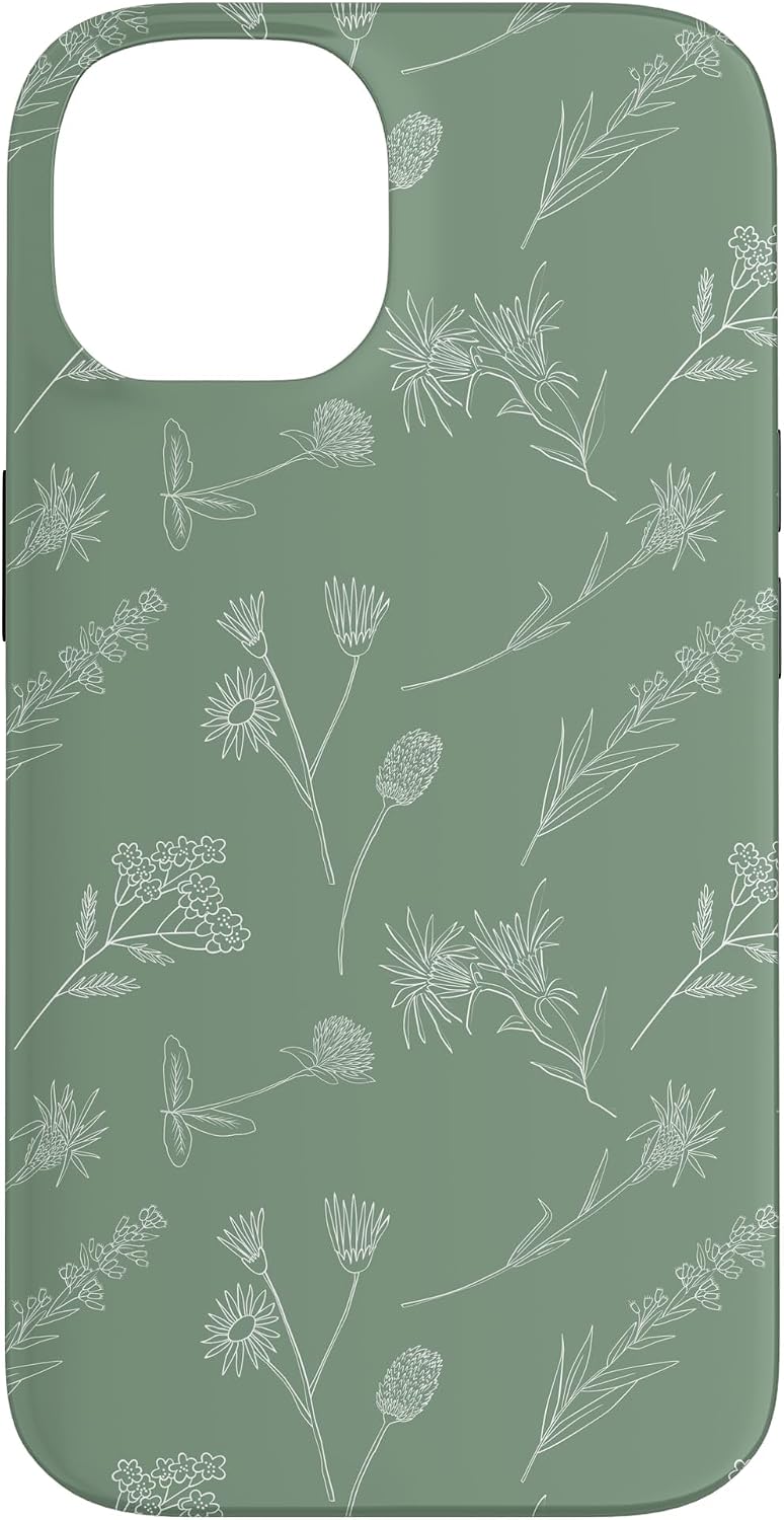 Leaves Botanical Plant Line Art Sage green Wildflower Floral Case for iPhone 16 Pro Max
