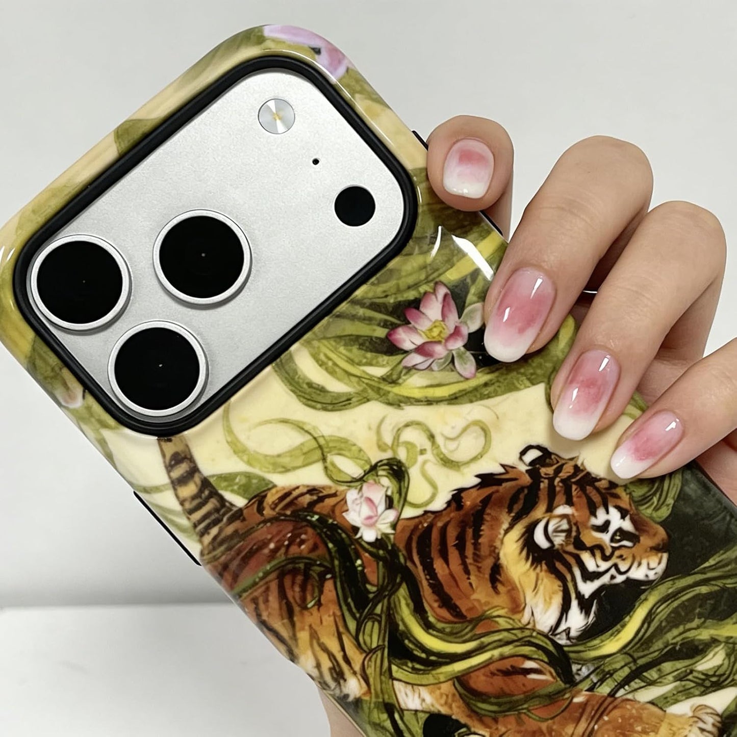 for iPhone 17 Pro Case Cute Retro Chinese-Style Tiger Phone Case Made of Hard PC Material, It Provides Full Protection with A Glossy Finish for Women (Green, iPhone 17 Pro)