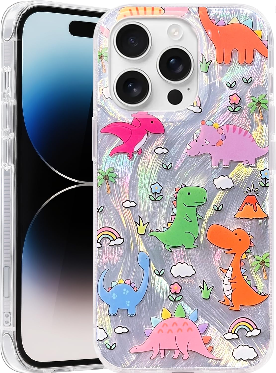 Compatible with iPhone 17 Case,with [Soft Slim][Camera Protection] Cute Fishing Cats Shiny Aesthetic Phone Cover Anti-Yellowing Shockproof Protective Cover for Women Girl