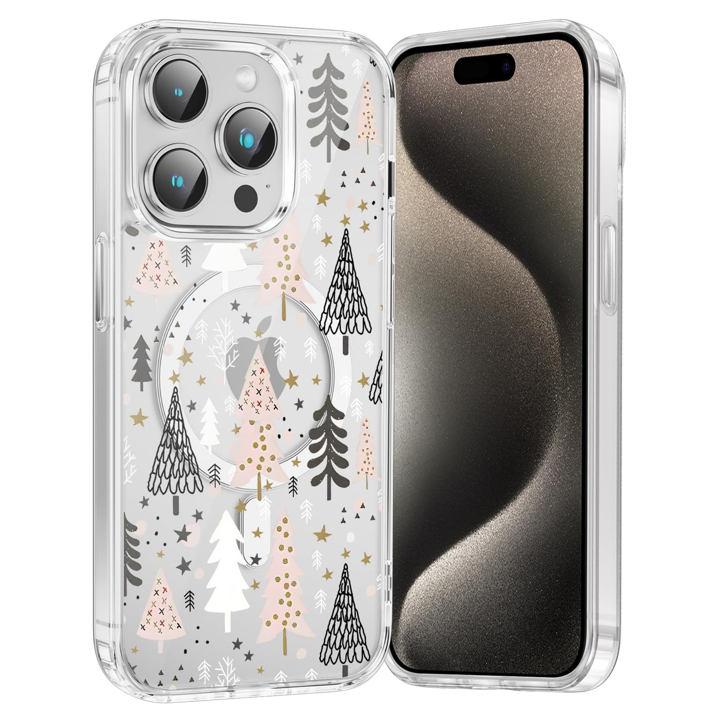Merry Christmas Snowflake Phone Case for iPhone 13 / iPhone 14 Xmas Clear Magnetic Case 6.1", Compatible with Magsafe, Cute Winter Pattern Design Cover Shockproof Soft TPU Funda for Girl Women
