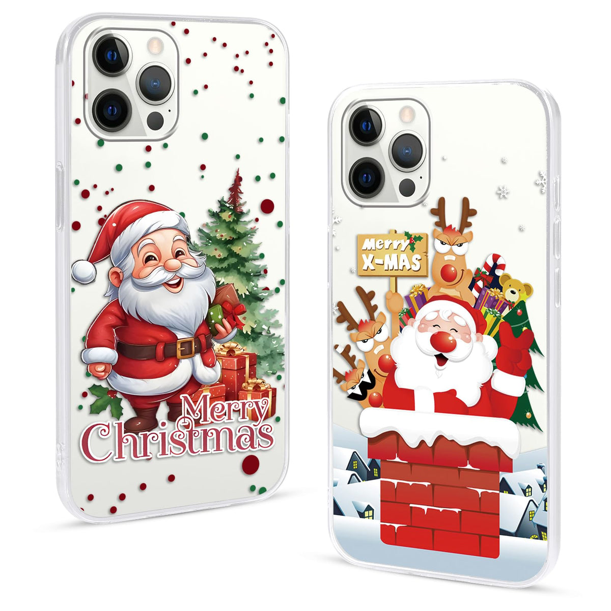 2 Pack Christmas Phone Case for iPhone 16 6.1'', Cute Christmas Tree Pattern Gifts Case with Gingerbread Canes Design Soft TPU Anti-Fall Protective Slim Shockproof Cover for Girl Women Men