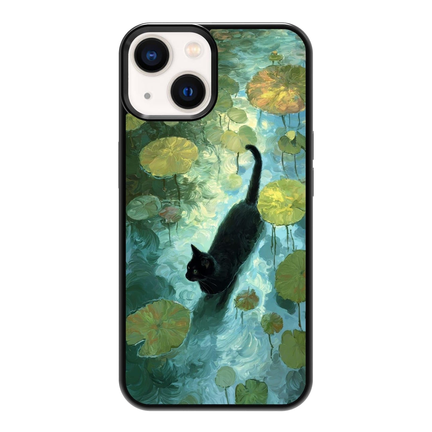 Lush Tropical Monstera Leaves Black Cat Botanical Art Phone Case, Shockproof Protective Cover for iPhone 11 12 13 14 15 16 17 Pro Max Plus Mini XR 7 8 SE
