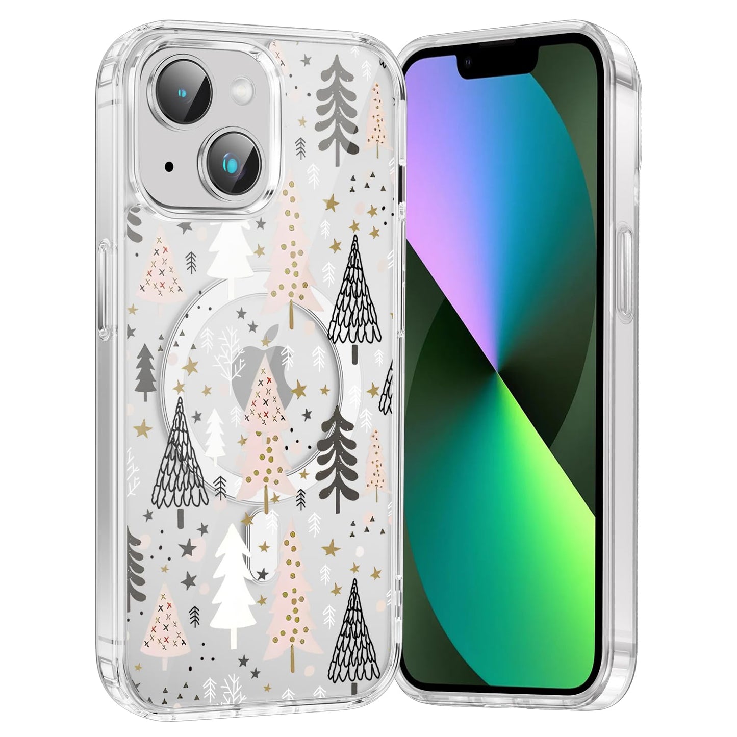 Merry Christmas Snowflake Phone Case for iPhone 13 / iPhone 14 Xmas Clear Magnetic Case 6.1", Compatible with Magsafe, Cute Winter Pattern Design Cover Shockproof Soft TPU Funda for Girl Women