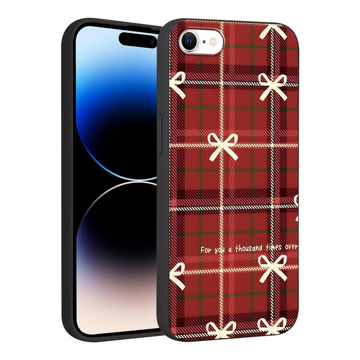 Merry Christmas Plaid Checkered Phone Case for iPhone 11 6.1", Cute Xmas Case Red Grey Scottish Tartan Grid Stripe Pattern Design Cover Shockproof Soft Silicone Protective Funda for Girl Women