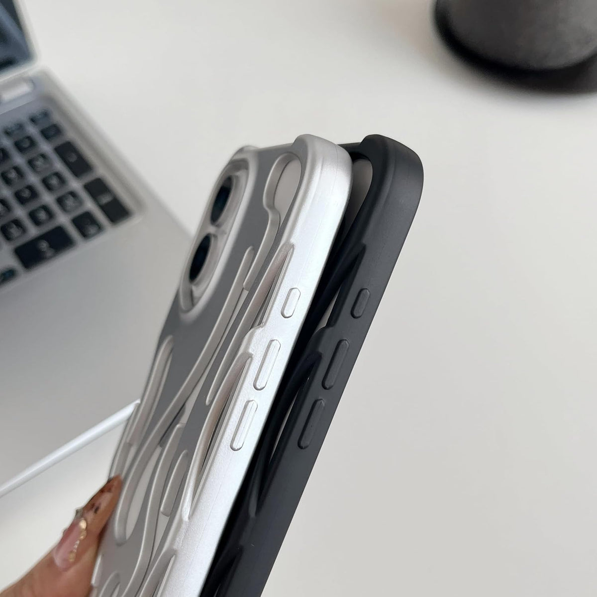 Heat Dissipation for iPhone Case, Solid Color Hollow Flame Matte Soft Phone Case (Silver,for iPhone 14)