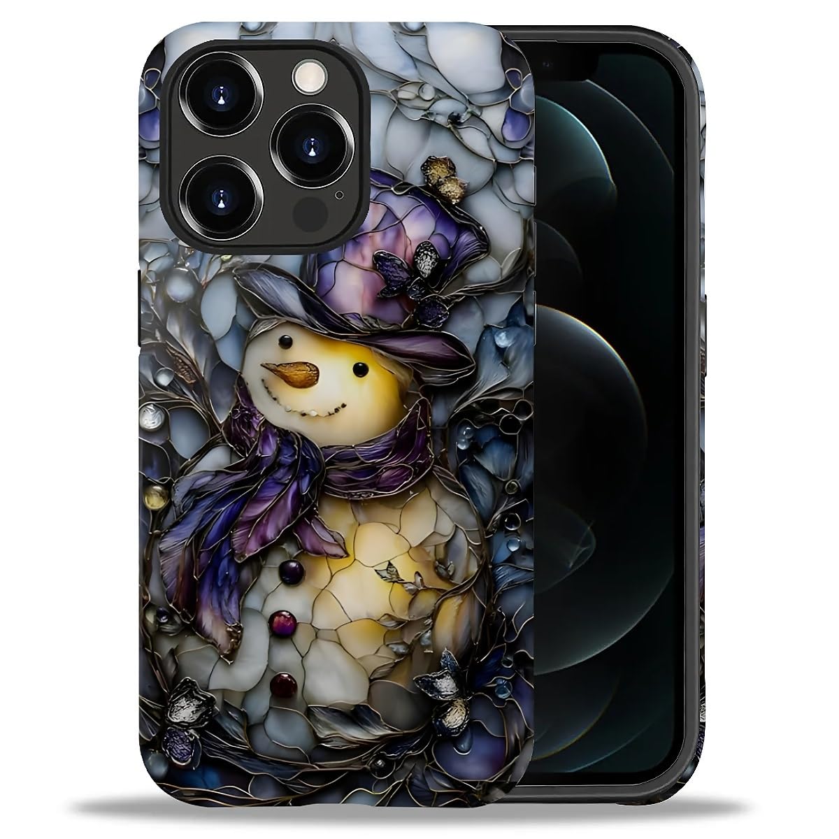 Case for iPhone 17,Drop Protection Hybrid 2-Layer Hard Phone Cover-Vintage Christmas Stamps Collage