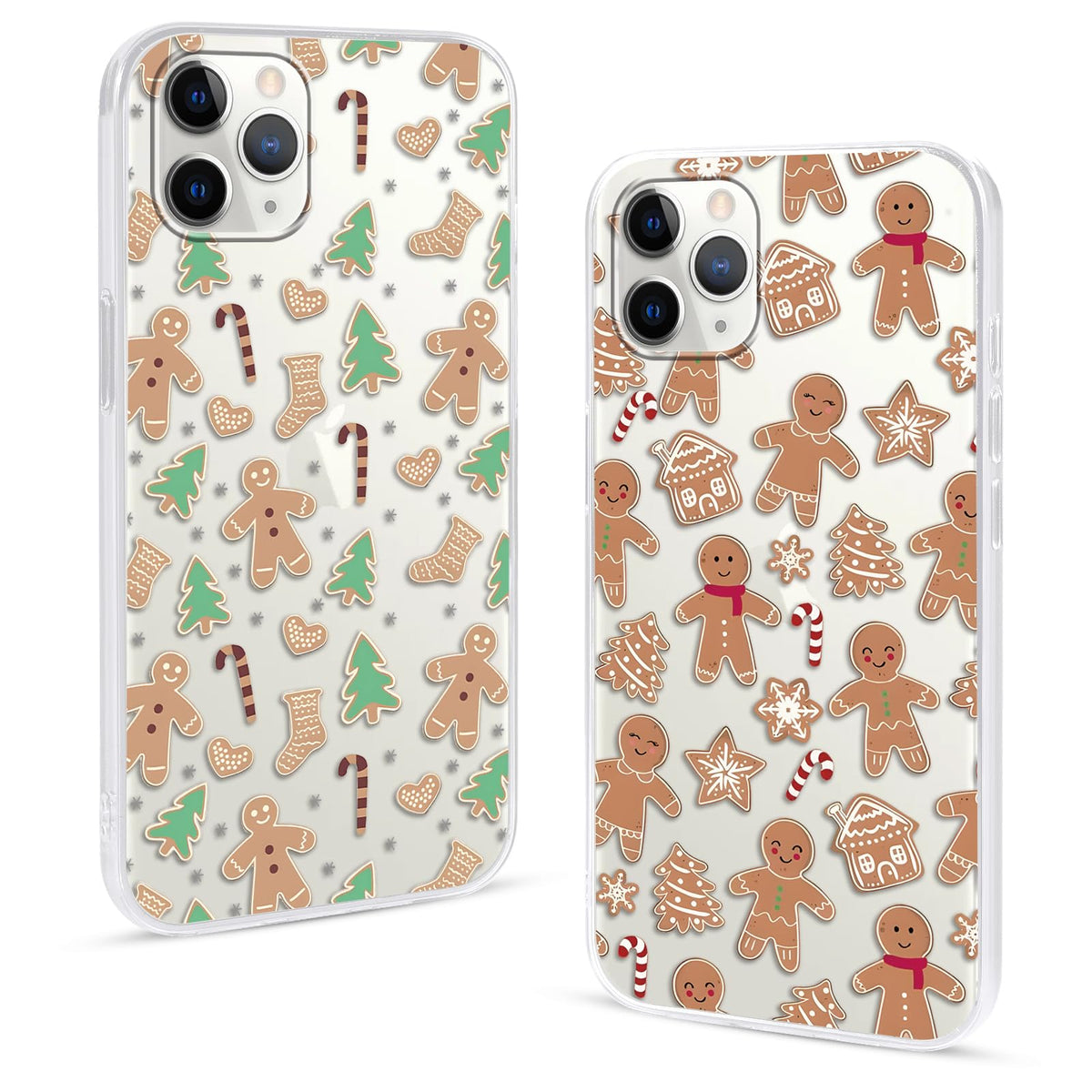2 Pack Christmas Phone Case for iPhone 16 6.1'', Cute Christmas Tree Pattern Gifts Case with Gingerbread Canes Design Soft TPU Anti-Fall Protective Slim Shockproof Cover for Girl Women Men