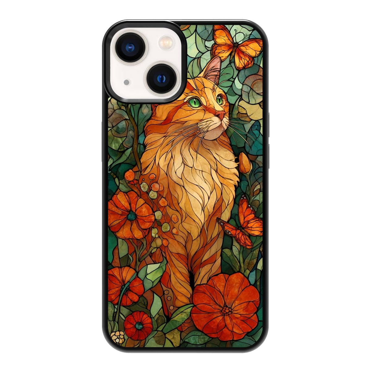 Nature Stained Glass Green Forest Tree Sunlight Phone Case, Shockproof Protective Cover for iPhone 11 12 13 14 15 16 17 Pro Max Plus Mini XR 7 8 SE