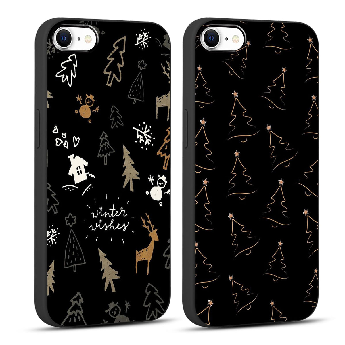 2 Pack Merry Christmas Phone Case for iPhone 13 / iPhone 14 6.1", Cute Red Christmas Truck Car Tree Candy Snowflake Pattern Case Anti-Scratch Shockproof Soft Silicone Gifts Girl Women Cover