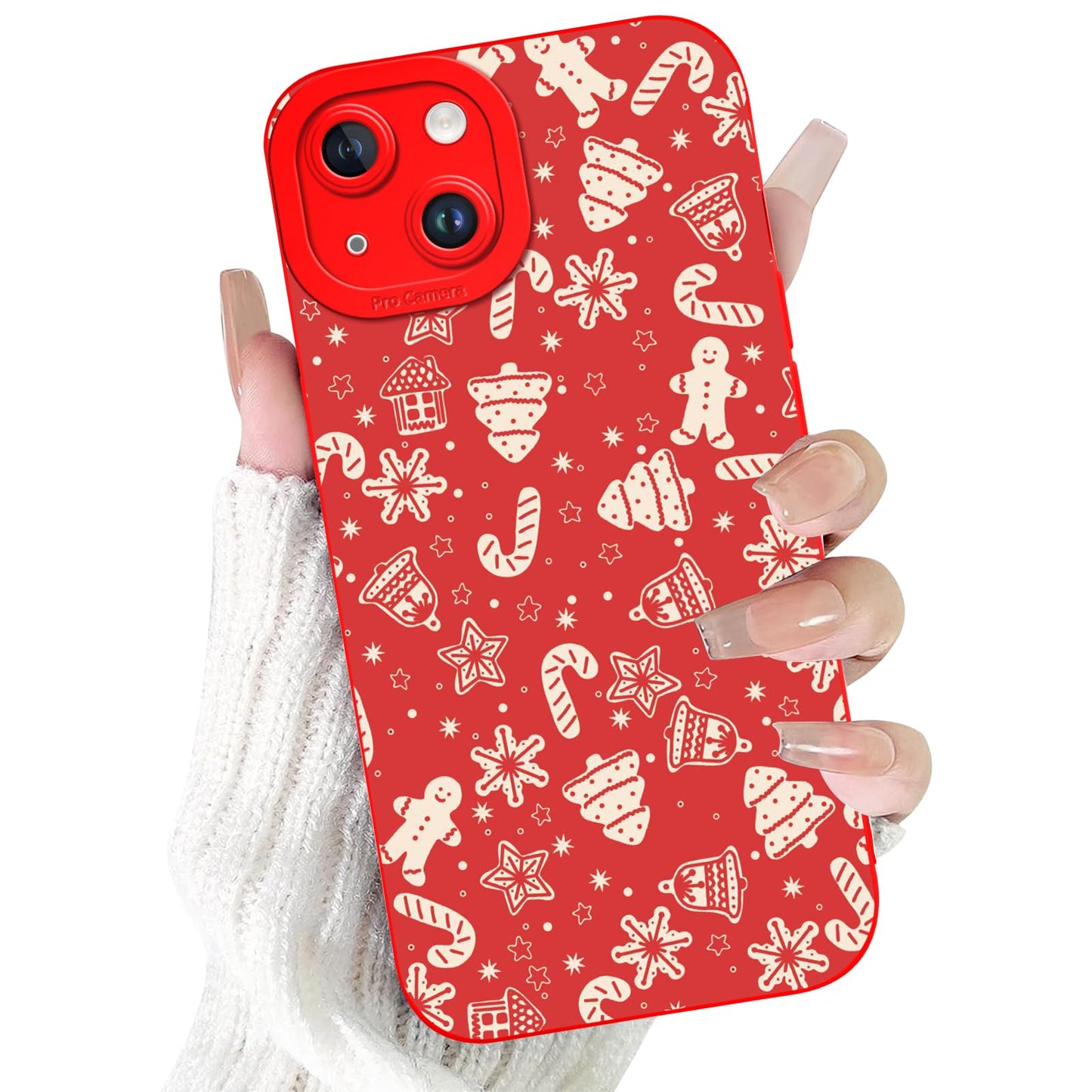 Merry Christmas Phone Case for iPhone 16 6.1，Cute Silicone Case with Xmas Tree Snowflakes, Elk Pattern，Soft Protective Shockproof Gifts for Girls Women Men Boys-Red White Snowflake