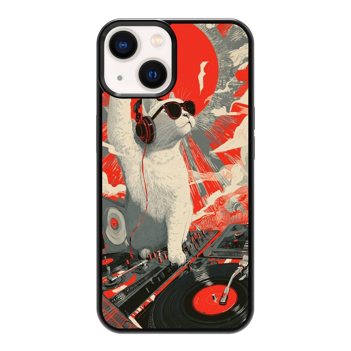 Lush Tropical Monstera Leaves Black Cat Botanical Art Phone Case, Shockproof Protective Cover for iPhone 11 12 13 14 15 16 17 Pro Max Plus Mini XR 7 8 SE
