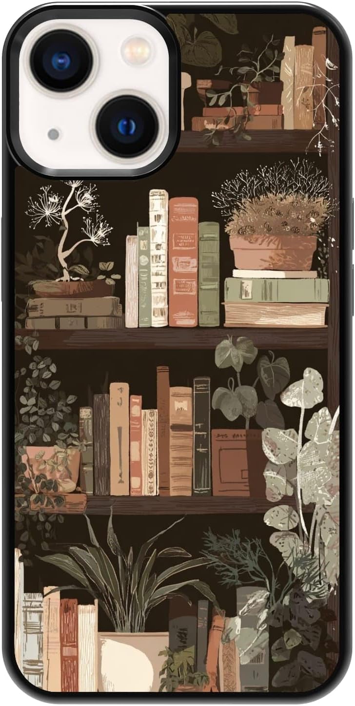 Urban Jungle Bookshelf Houseplant Study Room Phone Case, Shockproof Protective Cover for iPhone 11 12 13 14 15 16 17 Pro Max Plus Mini XR 7 8 SE